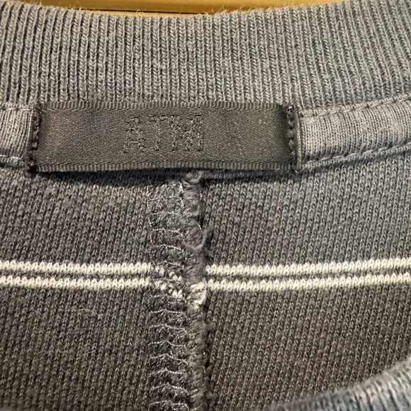 ATM Gray with White Striped Long Sleeve Casual Dress Pima Cotton Relaxed / small - Picture 2 of 14